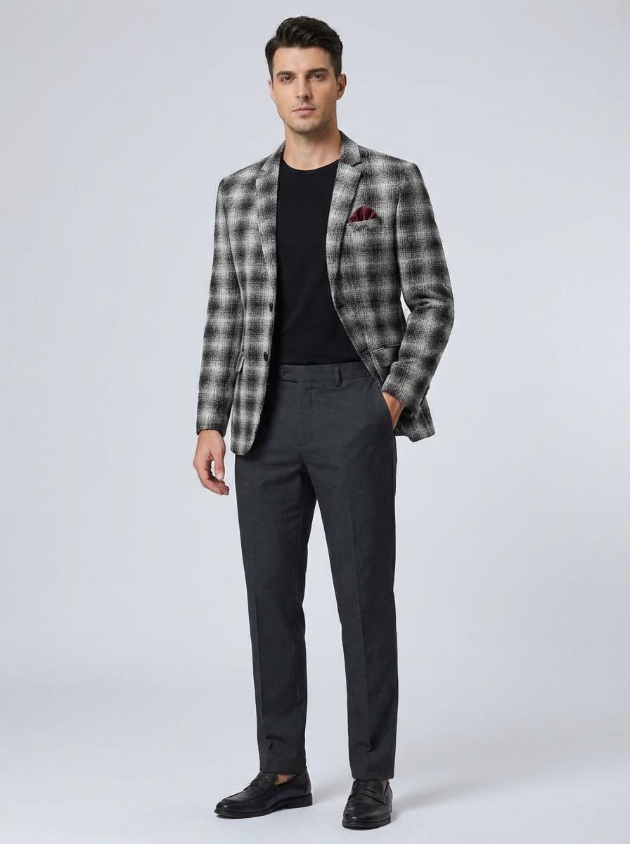 CHECKED BLACK BLAZER