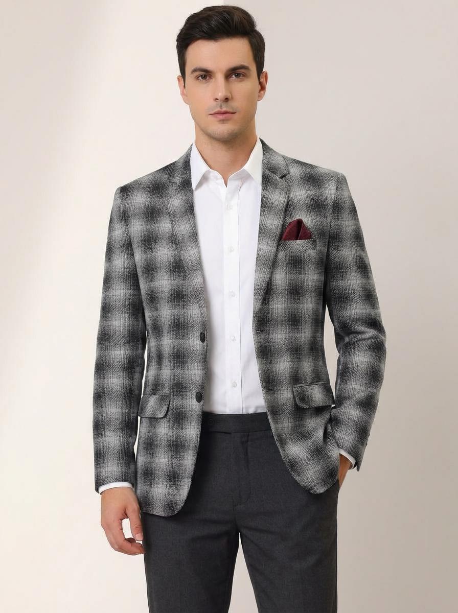 CHECKED BLUE BLAZER