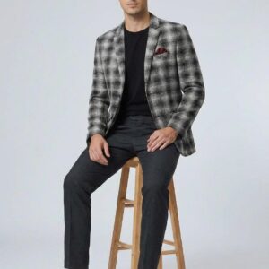 CHECKED BLACK BLAZER