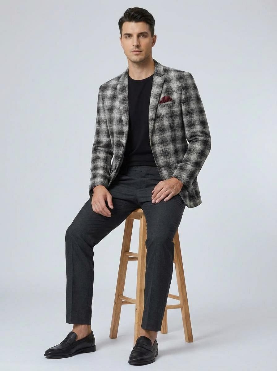 CHECKED BLACK BLAZER