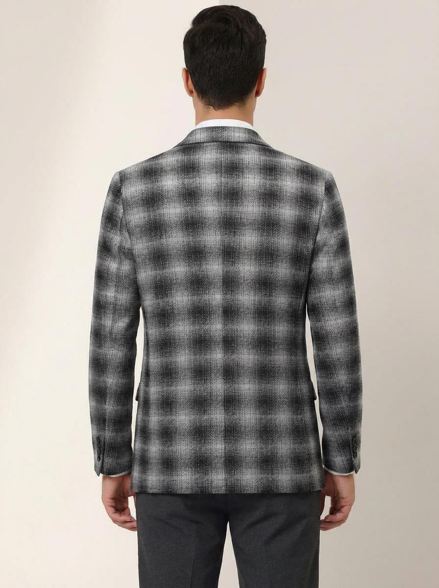 CHECKED BLUE BLAZER
