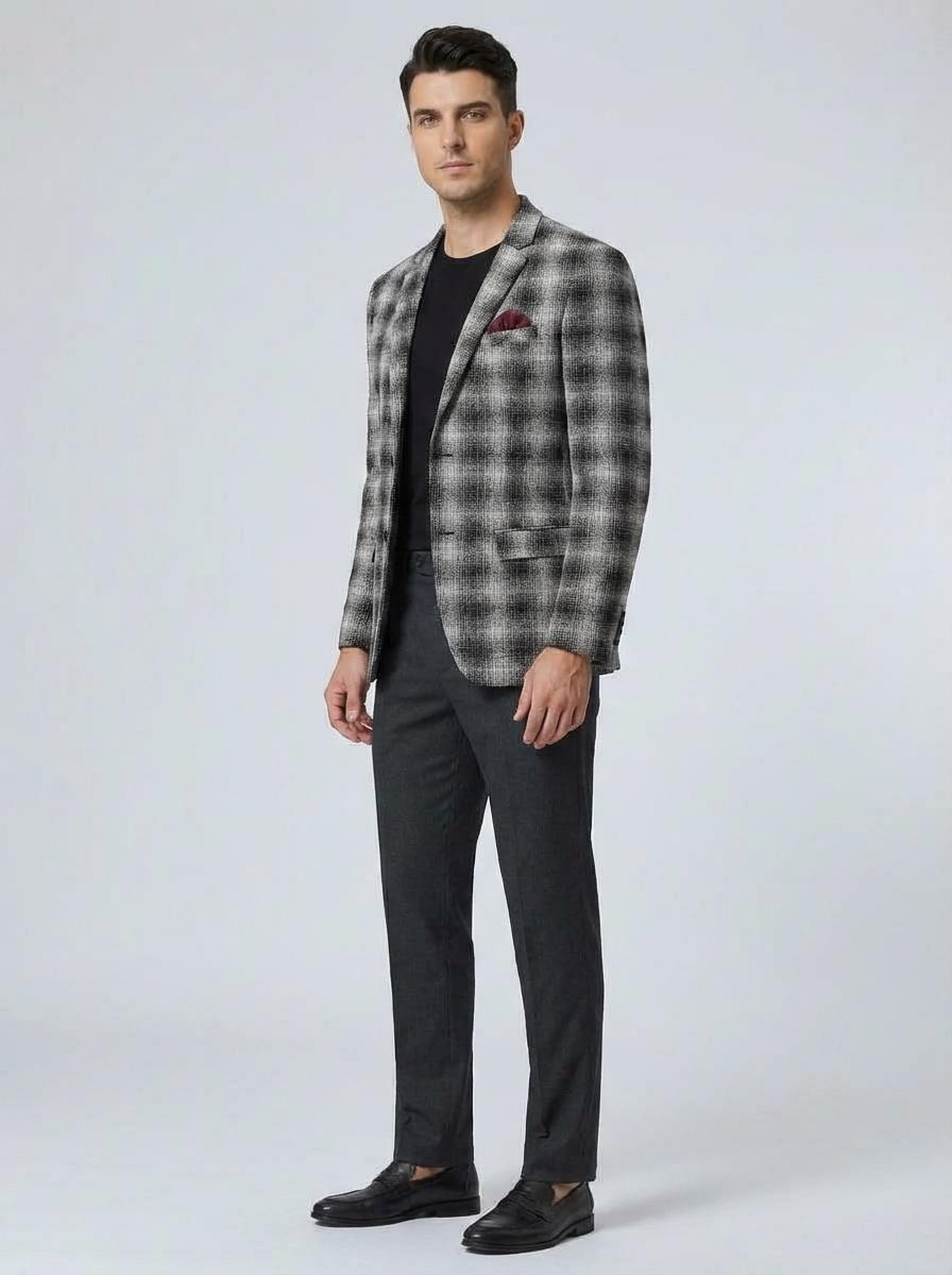 CHECKED BLACK BLAZER